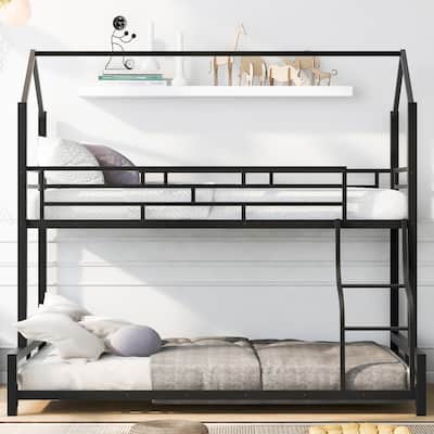 Metal House Bunk Bed, Twin over Full