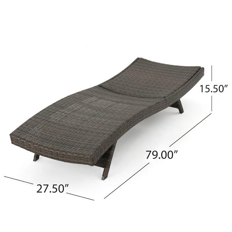 Outdoor Curved Wicker Lounge Chair Set of 2, Water Resistant Adjustable Reclining Chairs with Armrests & Folding Legs