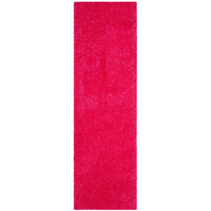 SAFAVIEH Laguna Shag Verdiana Solid 2-inch Thick Rug - 2'3" x 6' Runner - Fuchsia - Runner/Rectangle