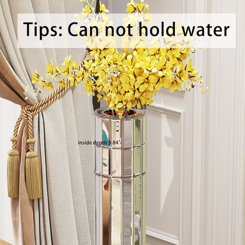 29.92"(76cm)Tall Floor Vase Mirrored Silver Round Vase for Home Decor Mirrored Glass Decorative Modern Vase Ideal