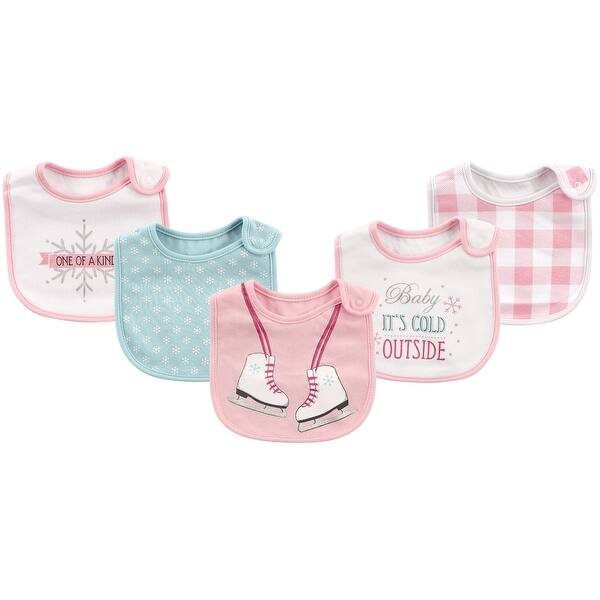 slide 1 of 1, Little Treasure Baby Girl Cotton Bibs 5pk, Ice Skates, One Size - Ice Skates - One Size One Size - Ice Skates