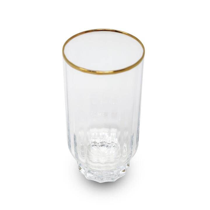Set of 6 Highball Glasses with Gold Rim