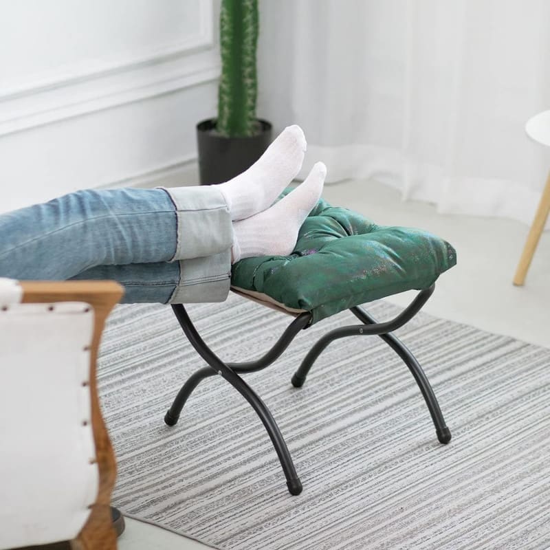 15" Folding Foot Stool Elegant Foldable Ottoman