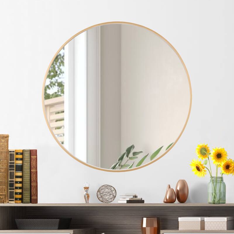 Ledel Modern Metal Framed Bathroom Vanity Mirror Round Accent Wall Mirror - 24" - Gold
