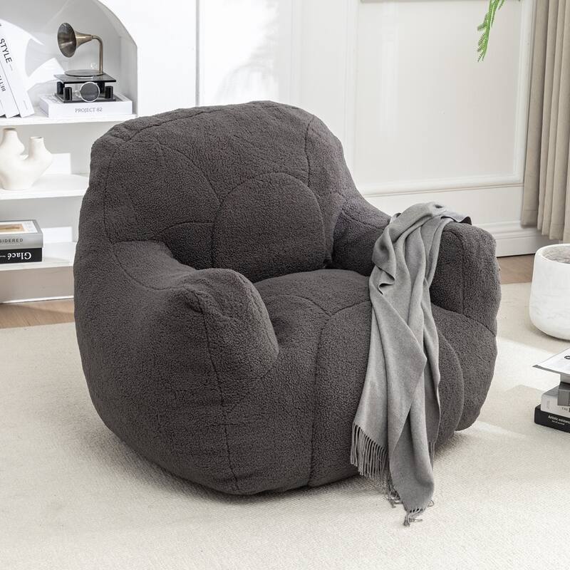 Apartment Living Room Bean Bag Chair with Tufted Soft Stuffed Filling - Dark Gray