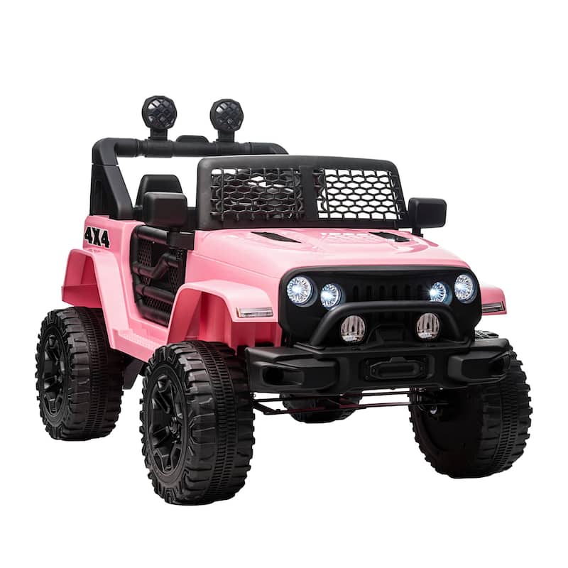 Pink Parent Remote Electric Truck Toy with Adjustable Speed, Off-Road Vehicle for Kids with LED, Electric Car with Seat Belts