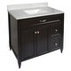 preview thumbnail 108 of 109, Vail 37" Bathroom Vanity with Cultured Marble Top Sink w/ Backsplash in White with White Basin