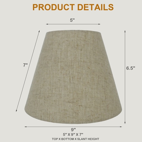 dimension image slide 0 of 3, Hardback Faux Silk Conical Lamp Shade, 5 inch Top, 9 inch Bottom, 7 inch Slant