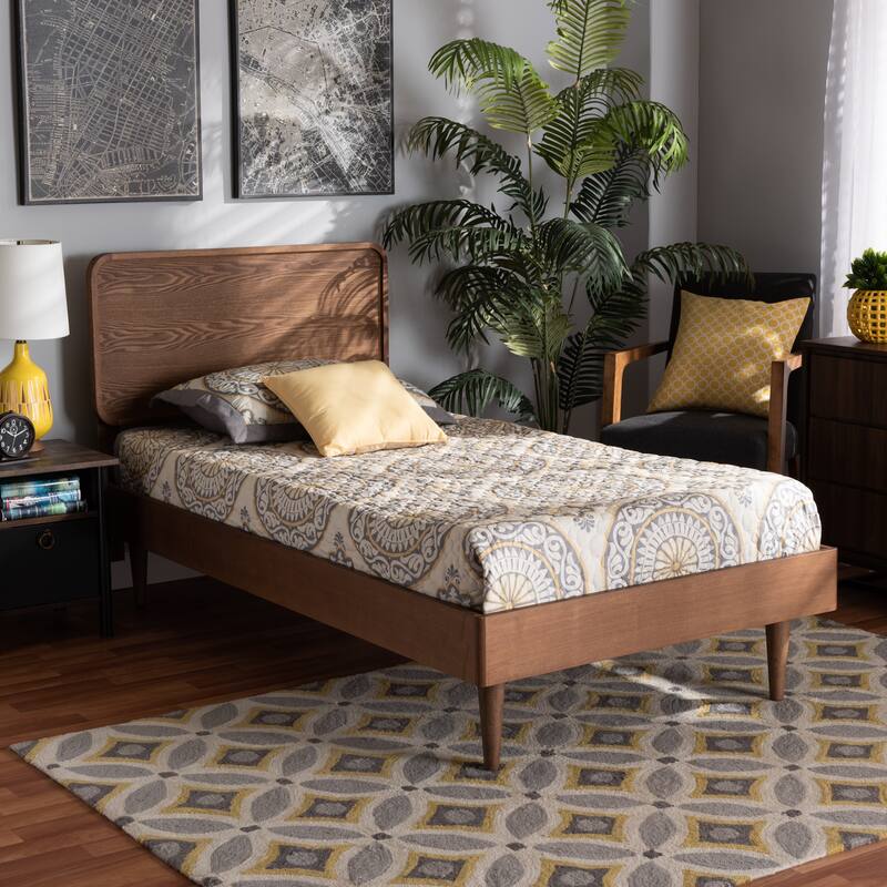 Gisa Mid-Century Modern Transitional Wood Twin Size Platform Bed