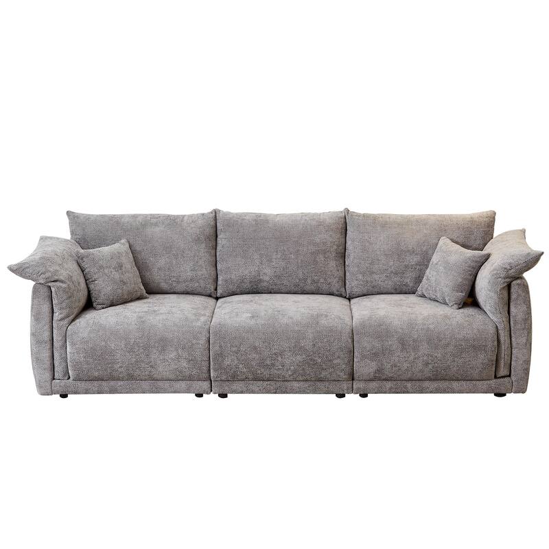 98.5" Fabric Modern Minimalist 3-Seater Sofa with 2 Pillows