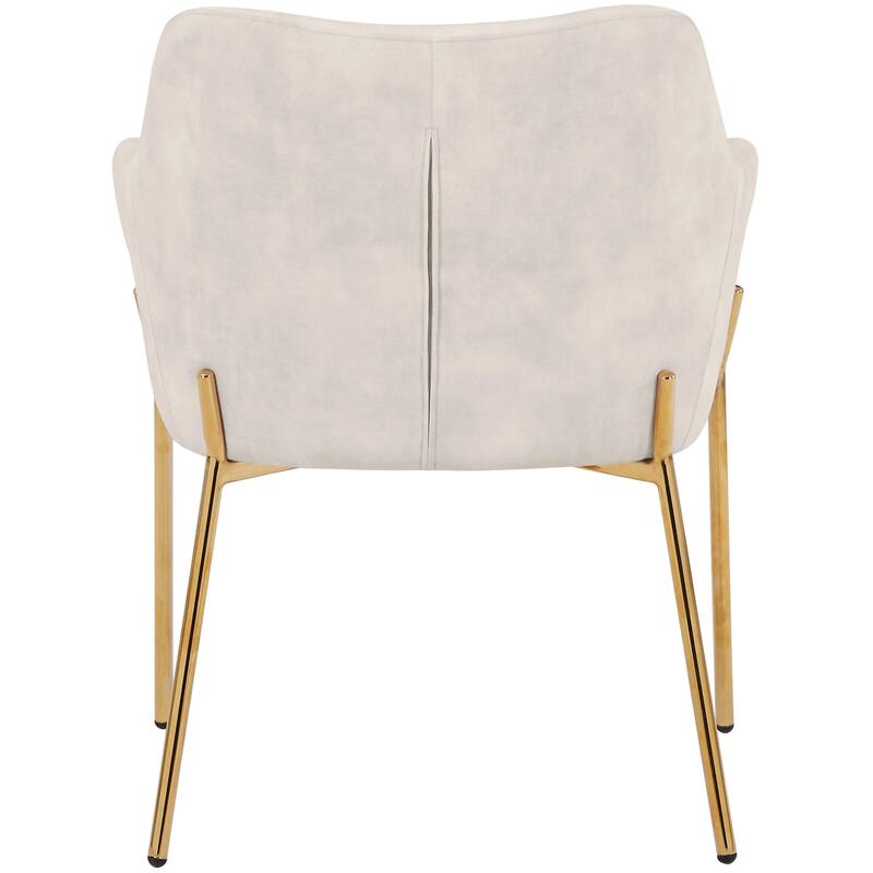 Zaire Upholstered Dining Chair in Velvet/Leather/Boucle with Gold Chrome Iron Set of 2