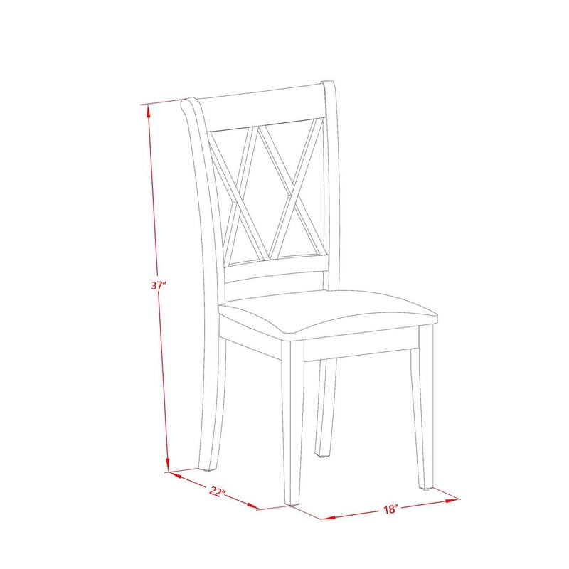 Double X Back Dining Chairs Set of 2 with Linen White Finish, Comfortable Kitchen Seating - 18