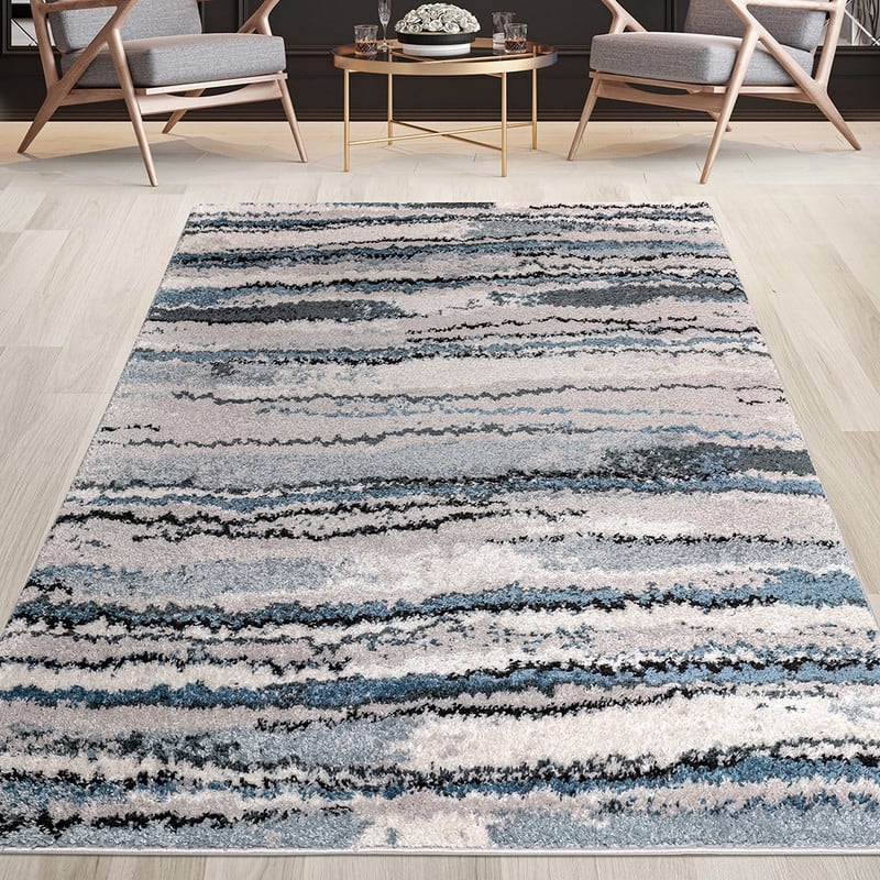 Watercolor Abstract Stripe Woven Area Rug - 5'x7'