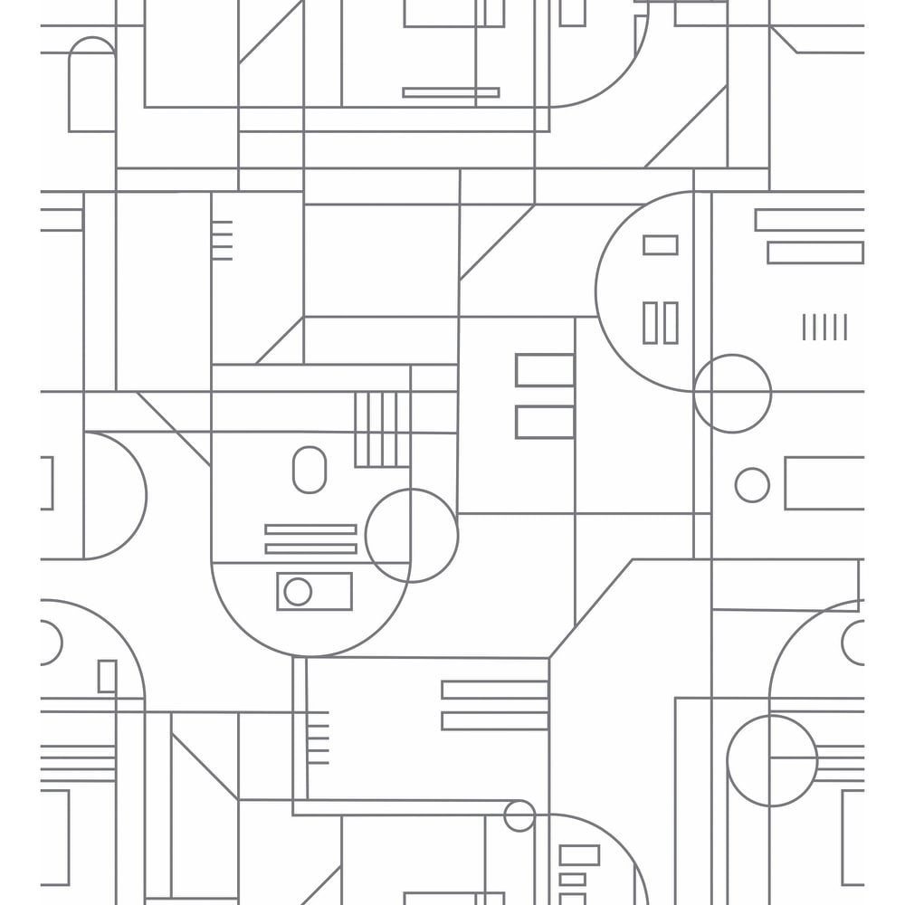 SW R2-D2 White and Grey Geometric Peel and Stick Wallpaper 1