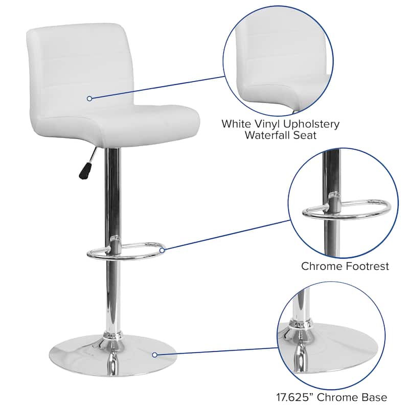 Vinyl Adjustable Height Barstool - 16.25"W x 19.5"D x 36.75" - 44.75"H