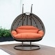preview thumbnail 118 of 128, LeisureMod Modern 2-Person Egg Hanging Swing Chair with Beige Wicker, Oxford Fabric Cover, Patio Hammock Lounger and Cushions