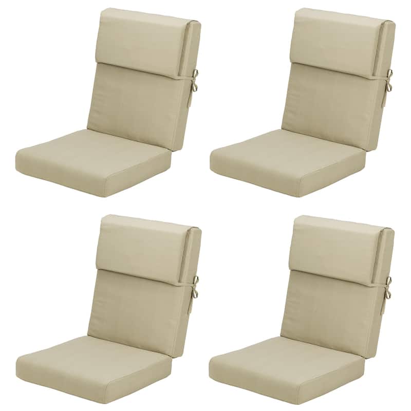 Aoodor Patio High Back Chair Cushions Set of 4, 46x21x4 Inches(Only Cushions) - Khaki