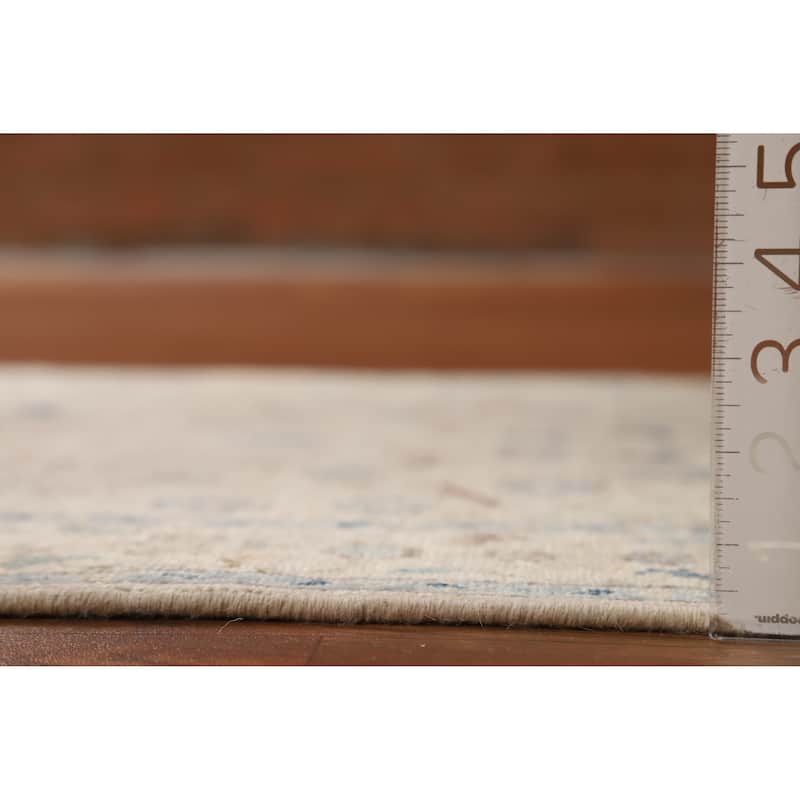 Hand Knotted Oriental 100% Wool Carpet Transitional All-Over Beige & Ivories Oushak Runner Rug - 12' 5'' X 3' 0''