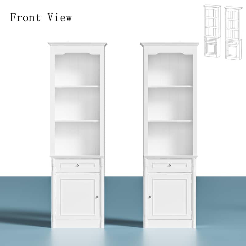 Media Wall Unit w/Spacious Storage White TV Stand Wall Storage Combo