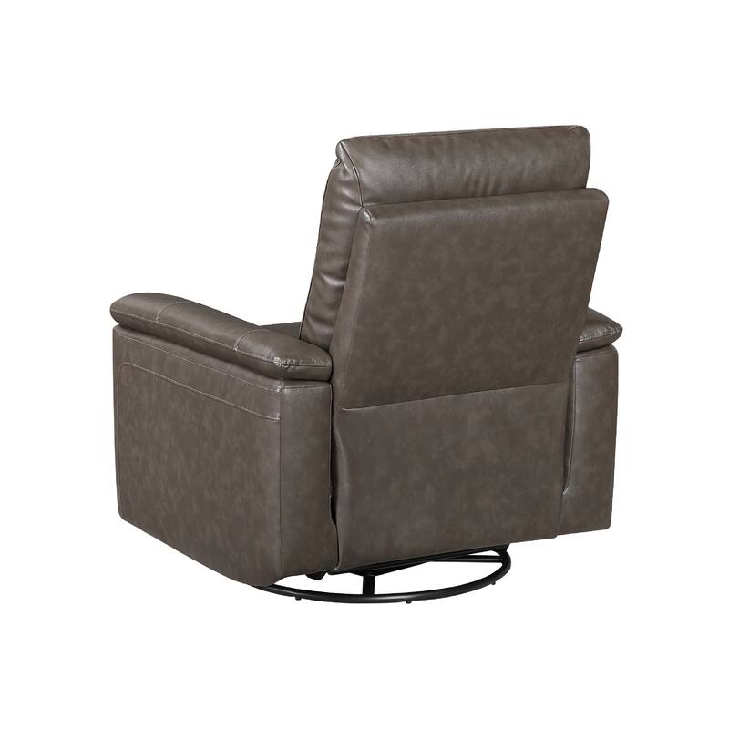 Jen Manual Swivel Glider Reclining Chair, Dark Brown Top Grain Leather