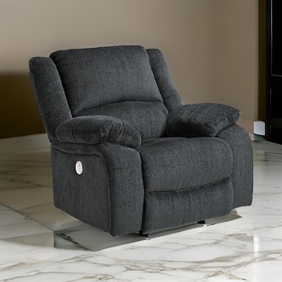 Wie 39 Inch Power Recliner Chair, Rocker, Slate Gray Chenille Upholstery