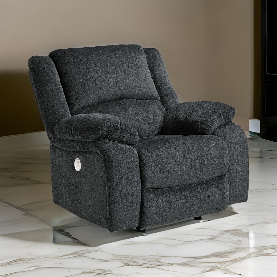 Wie 39 Inch Power Recliner Chair, Rocker, Slate Gray Chenille Upholstery