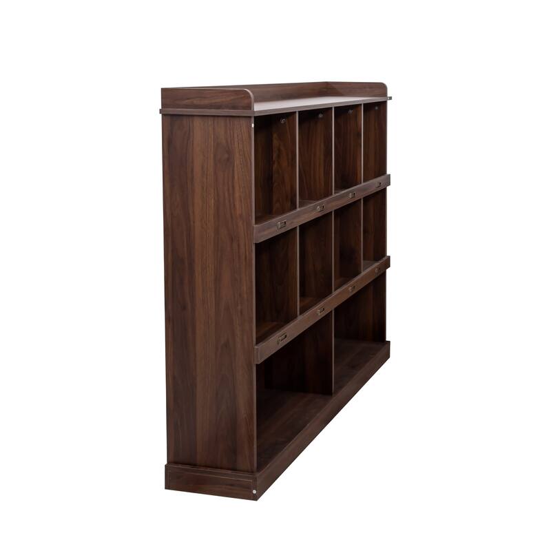 10-Shelf Bookcase Cubbyhole Storage for Books Binders Framed Photos Collectibles, Walnut, 53.15"L x 11.81"W x 47.24" H