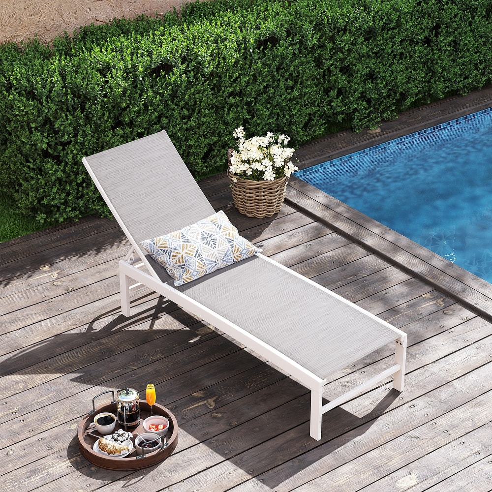 VredHom Aluminum Adjustable Outdoor Chaise Lounge Chair - 60.4 in L * 24.6 in W * 16.1/40.8 in H