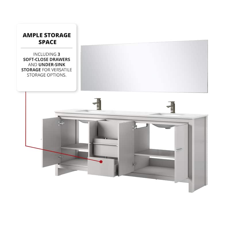 Lafarre Bath Vanity with Quartz Top, Sink, Mirror and Chrome Faucet