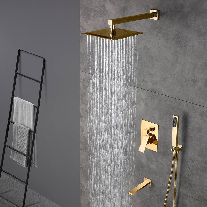 3 Function 10-inch Wall Mounted Dual Shower Heads Shower System With Tub Spout