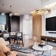 preview thumbnail 10 of 11, Uolla Modern Glam 4-Light Drum Warm Brass Semi Flush Mount Textured Glass Ceiling Light - D 15.5"* H 6.5"