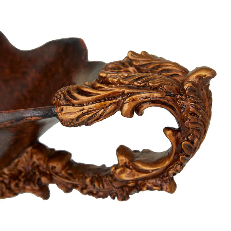 Dark Brown Polystone Traditional Decorative Bowl - 23 x 10 x 11