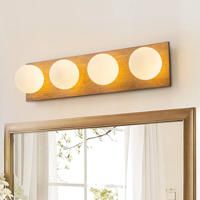 Italy Vintage Wood Glass Globe Linear Wall Ceiling Light