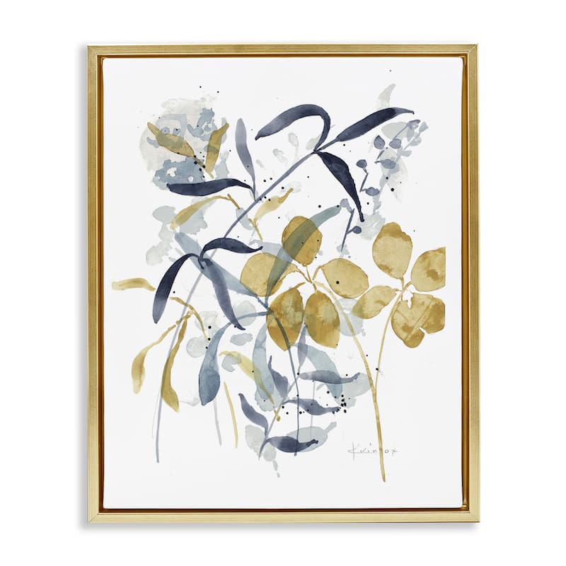 Stupell Impressions of Nature Sprigs Framed Floater Canvas Wall Art Design By Krinlox - 25 x 31 - Gold