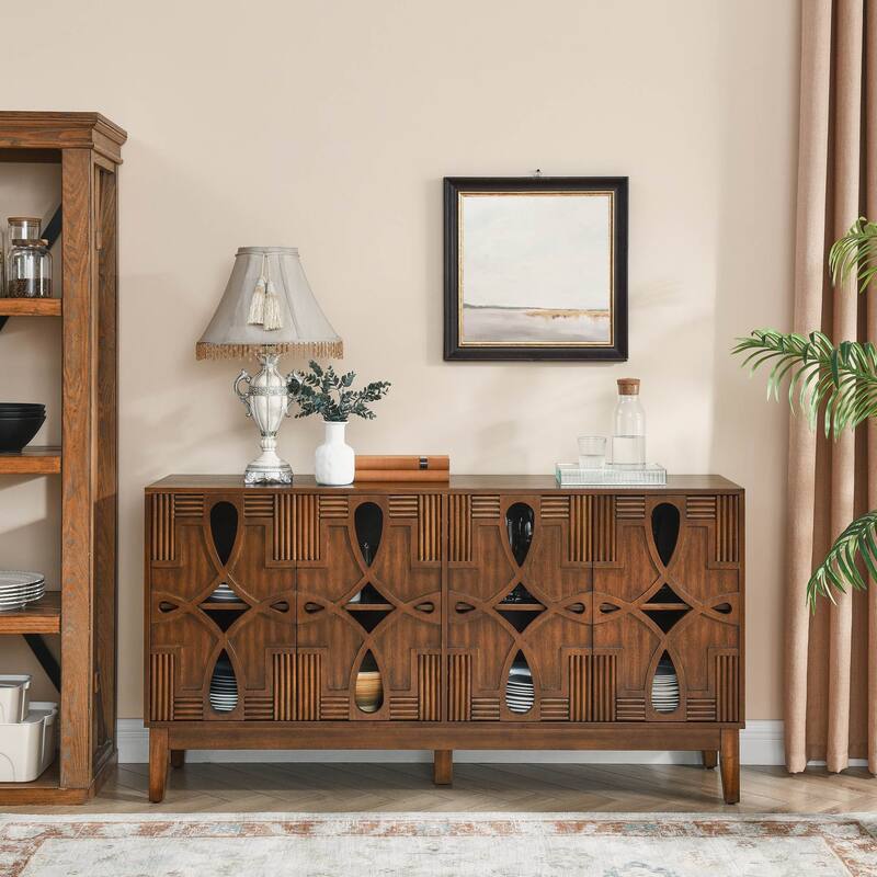 Mid Century Modern 60-inch 4-Shelf Dining Sideboard/Buffet
