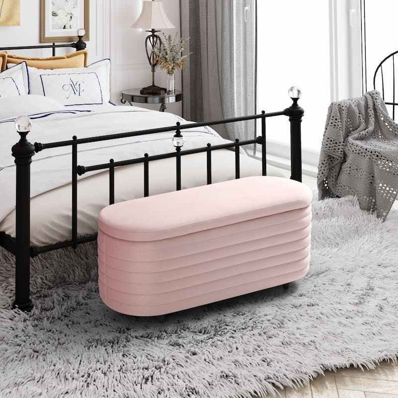 Farrah Velvet Polyester Flip Top Storage Ottoman - 42"