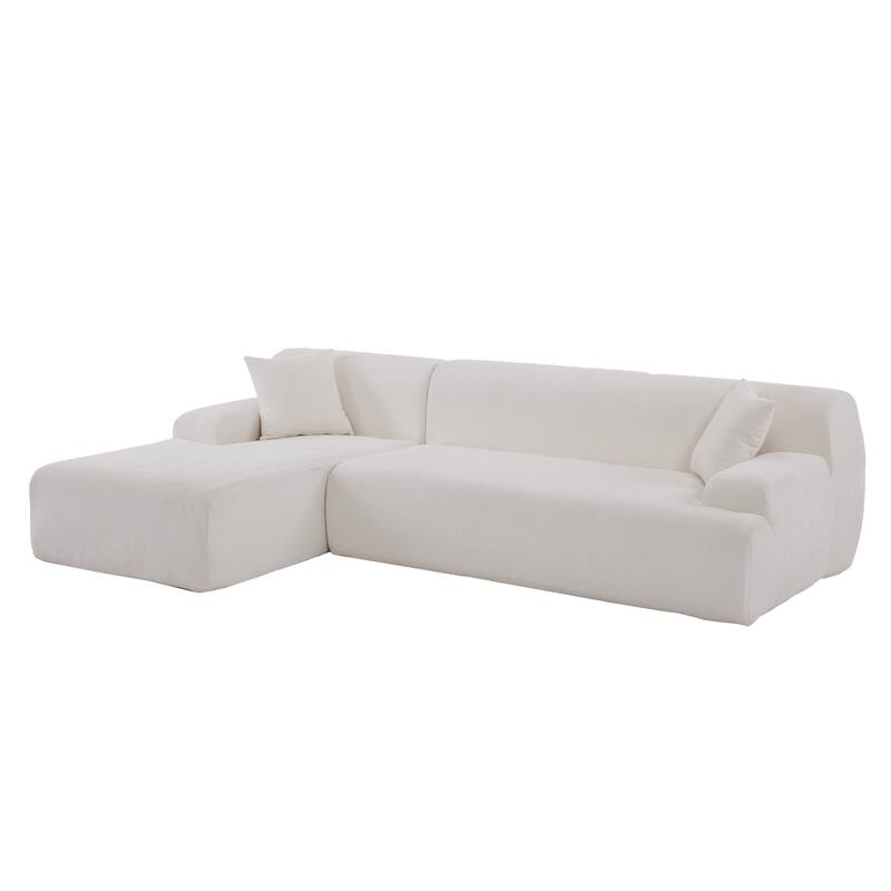 Modern Large L-Shape Modular Sectional Sofa, 2 Piece Free Combination, Beige Polyester