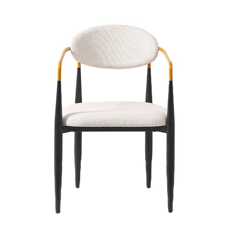 Modern Upholstered Dining Chair with Gold-Accented Armrests - 22"W x 21"D x 30"H, Ergonomic Design for Dining Room,2PCS/CTN