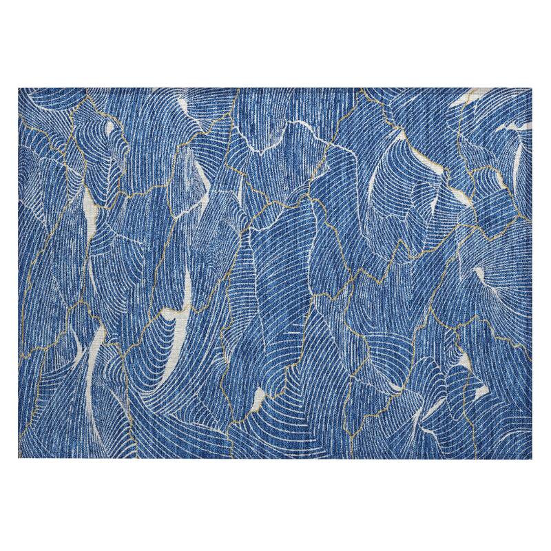 Machine Washable Indoor/ Outdoor Abstract Crackle Chantille Rug