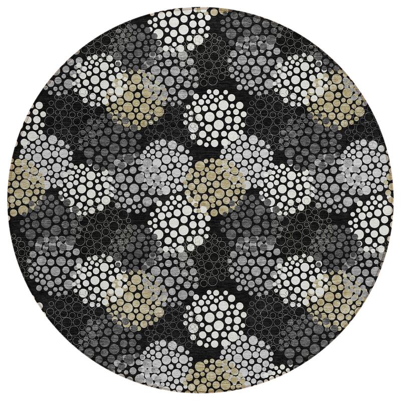 HomeRoots Polka Dot Transitional Rectangle Outdoor Rug