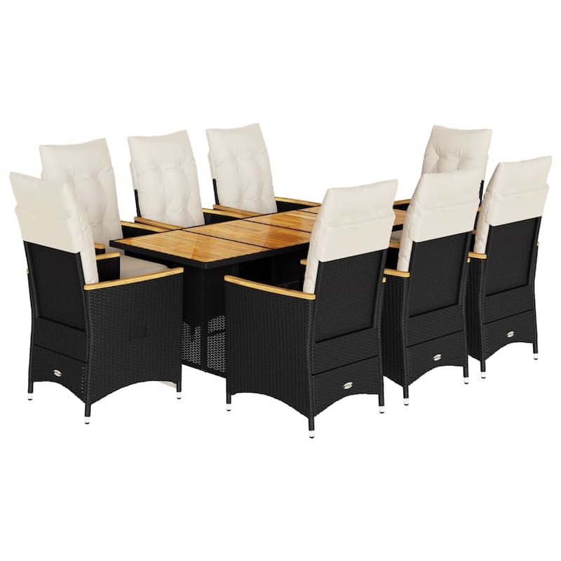 vidaXL Patio Bistro Set with Cushions Outdoor Garden Furniture Poly Rattan - 31.5 x 74.8 x 29.5