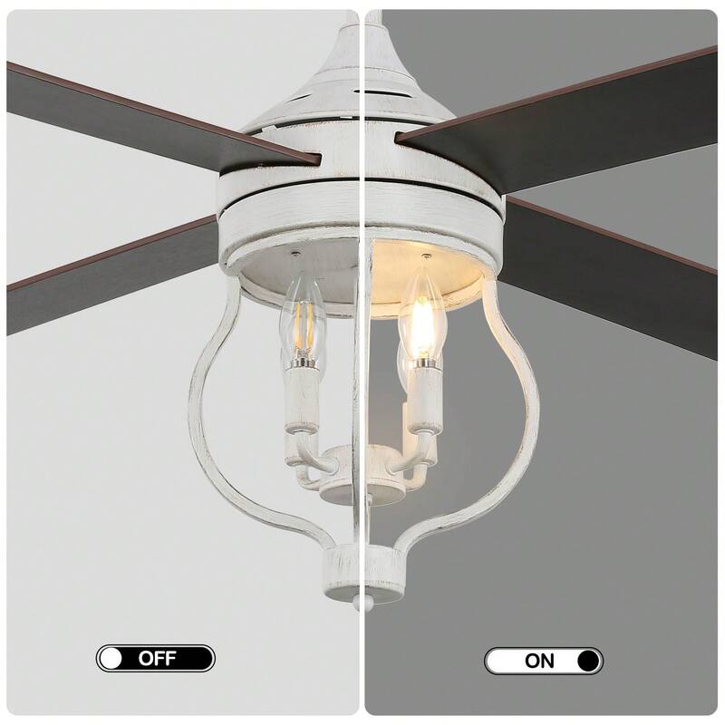 Cusp Barn 52 Inch Ceiling Fan with Remote, Farmhouse Caged Fandelier, Black Industrial Ceiling Fans with DC Motor for Bedroom