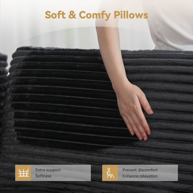 HOOOWOOO Modular Plush Corduroy Sofa Couch with Ottoman for Living Room