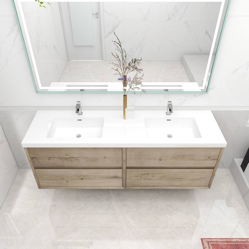 Selina 72" Wall Mounted Vanity with Double Sink - 72