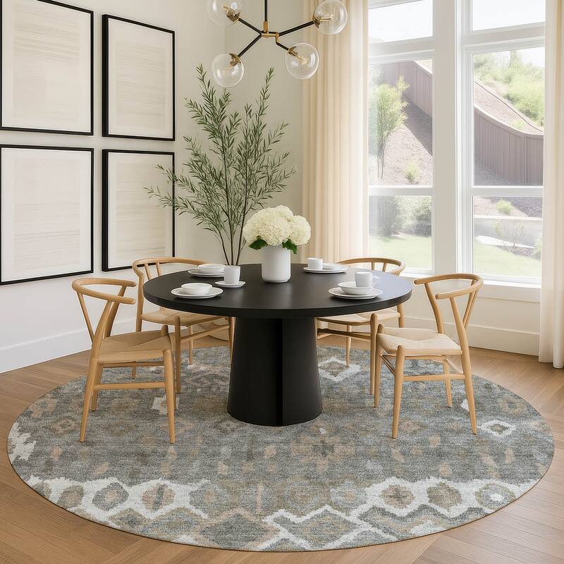 Machine Washable Indoor/ Outdoor Boho Moroccan Chantille Rug