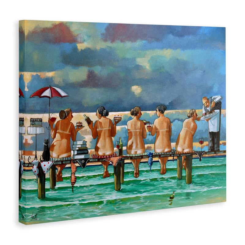 Stupell Beach Dock Women Summer Fun Canvas Wall Art by Ronald West