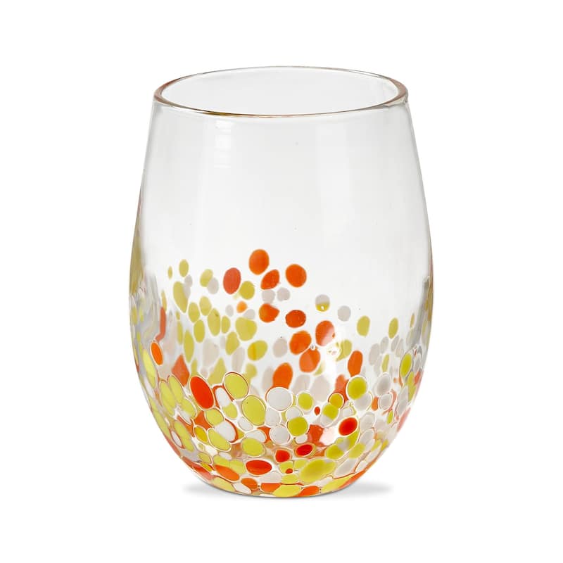 16 oz. PebbleGlass Stemless Wine Orange Multi Dishwasher Safe Beverage Glassware Dinner Party Wedding Resturant