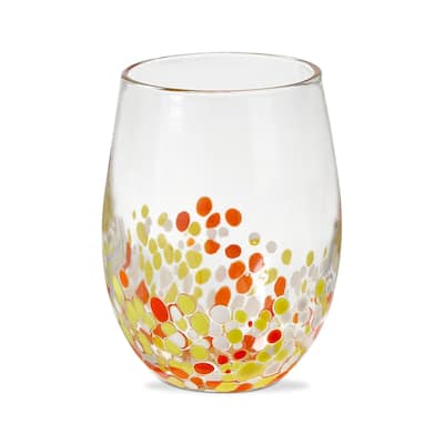 16 oz. PebbleGlass Stemless Wine Orange Multi Dishwasher Safe Beverage Glassware Dinner Party Wedding Resturant