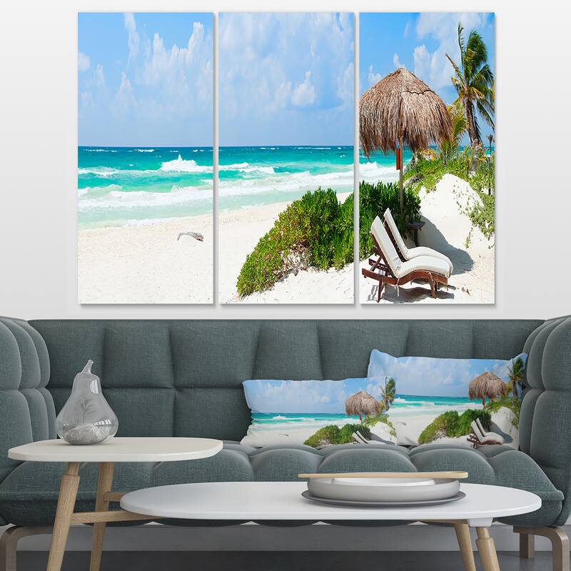Designart "Calm Caribbean Beach Panorama" Photography Landscape Canvas