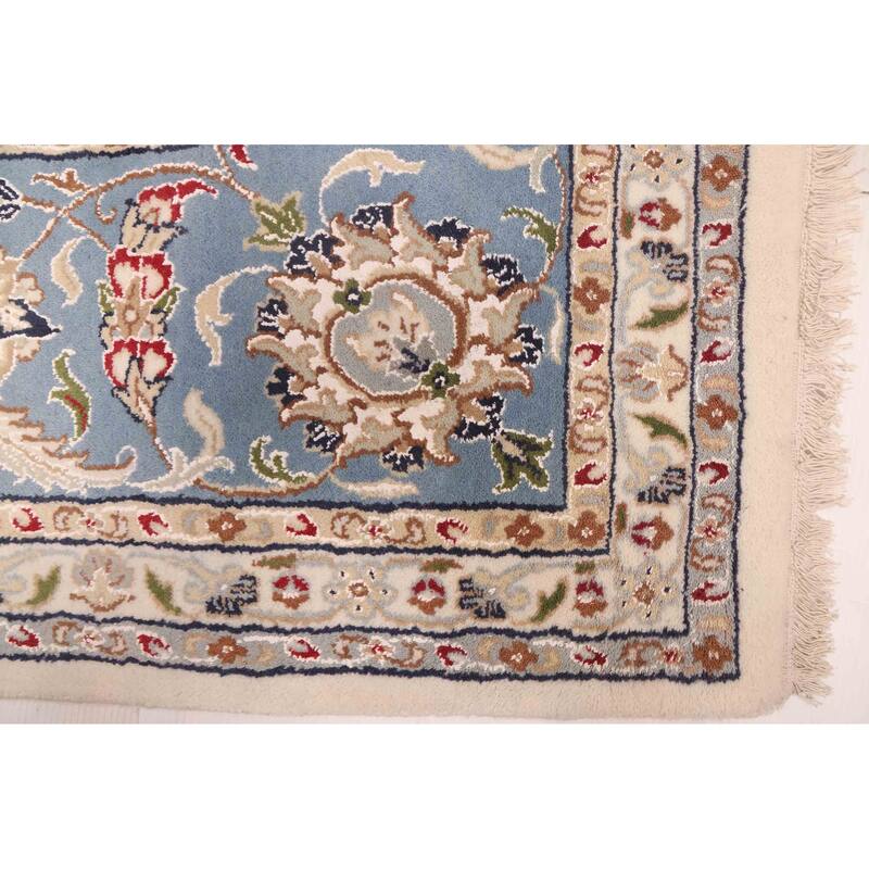 ECARPETGALLERY Hand-knotted Nain Cream Viscose, Wool Rug - 9'7 x 14'2